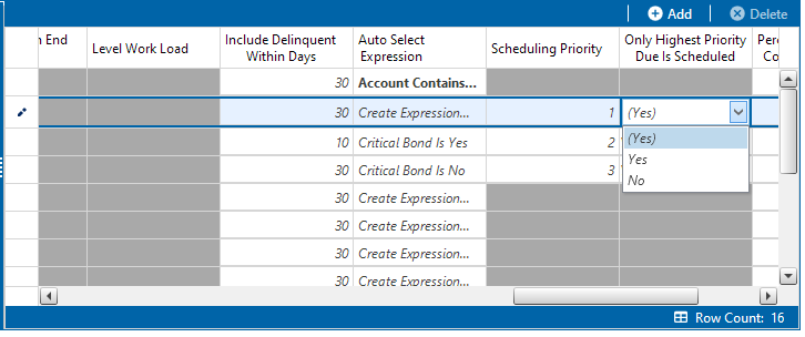 Only Highest Priority Due Is Schedule Drop-down List