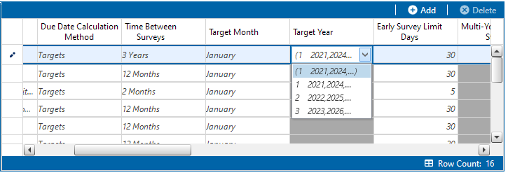 Target Year Drop-down List