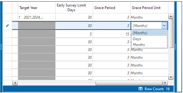 Grace Period Unit Drop-down List