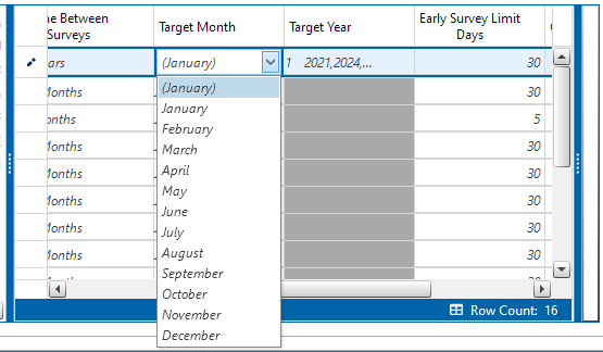 Target Month Drop-down List