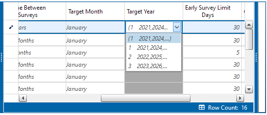 Target Year Drop-down List
