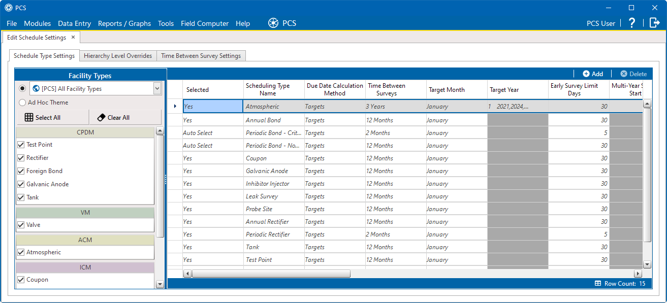 Schedule Type Settings