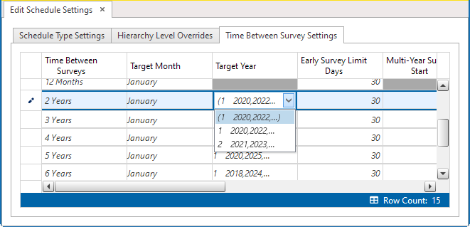 Target Year Drop-down List